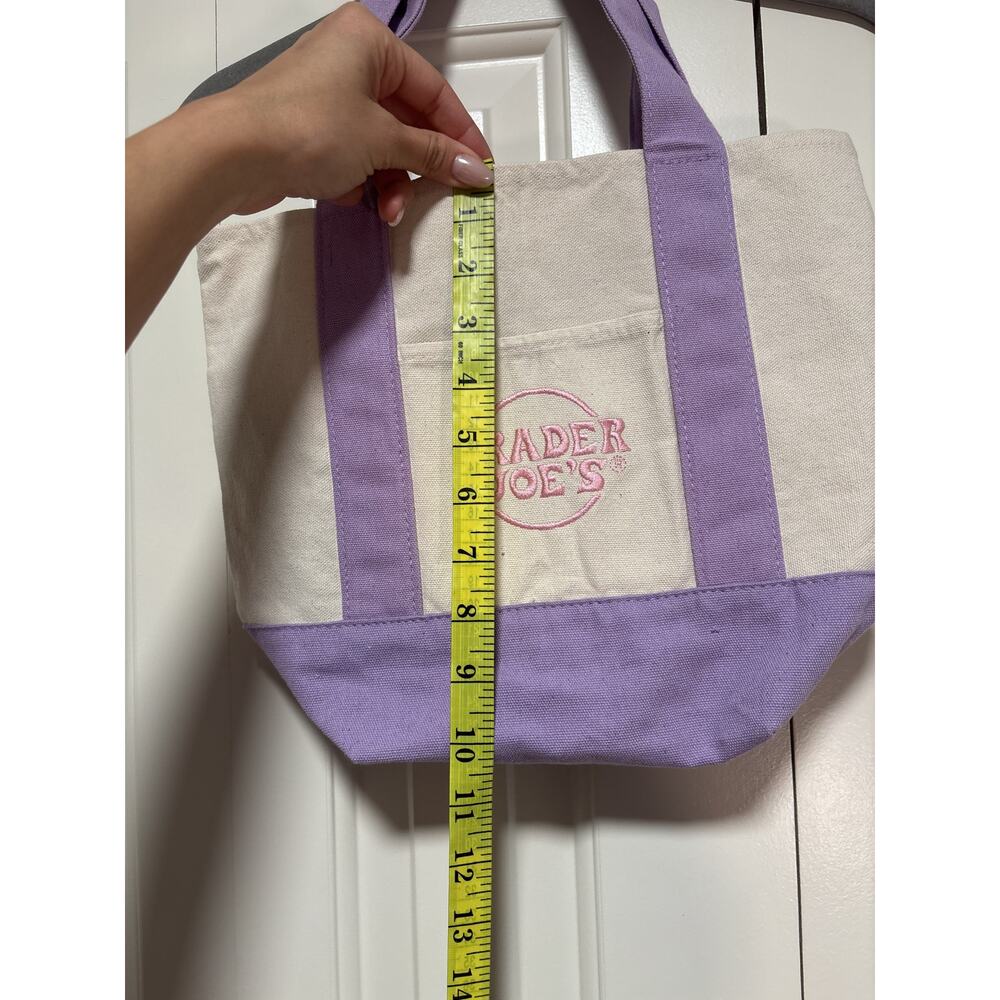 Trader Joe's Canvas Tote Bag with Purple Handles - Picture 3 of 6